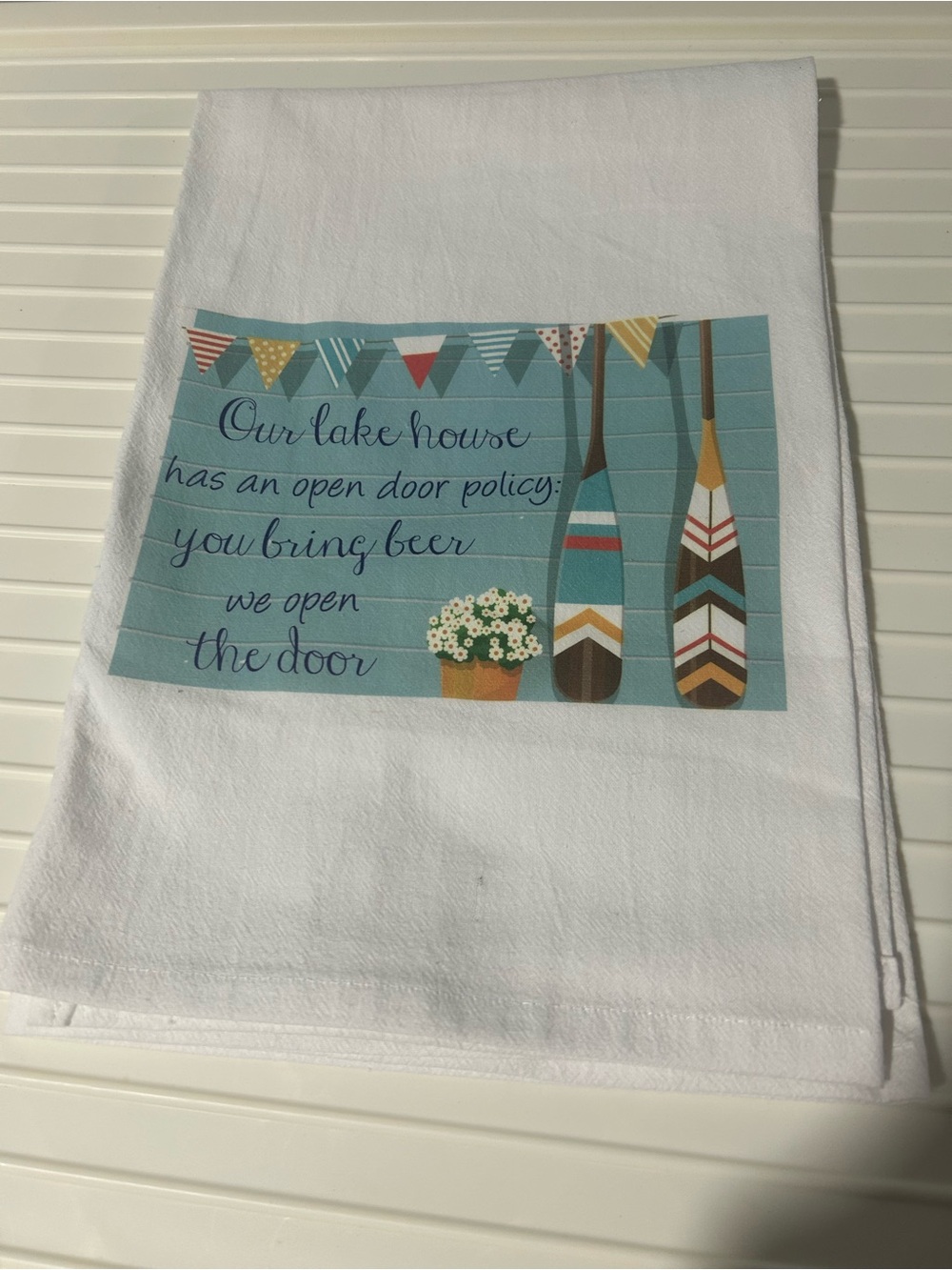 NEW Lake House Decorative Kitchen Towel - Open Door Policy